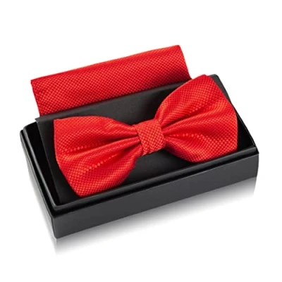 Afbeelding van Vlinderdas met Zakdoek voor Mannen I Verstelbare Premium Hoge Kwaliteit Geschenkset (Red)