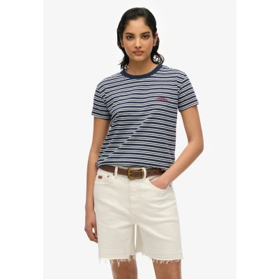 Afbeelding van Superdry Vrouwen Gestreept Essential T shirt met Logo Blauw Grootte: 34