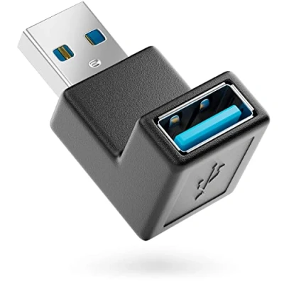 Afbeelding van deleyCON USB 3.0 Hoekadapter 90 A Stekker naar Bus Compatibel met alle Kabels Optimale Kabelgeleiding