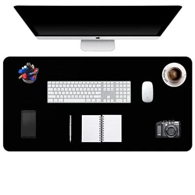 Afbeelding van DOBAOJIA Muismat Grote Mousepad XXL, Bureaulegger Bureaumat, Bureau Vloeipapier Schrijfblok, Laptop Bureaumat voor kantoor/thuis, PU leer waterdicht + suède antislip 90 x 43 cm (Zwart)