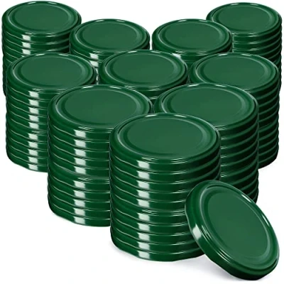 Afbeelding van KADAX Schroefdeksel fi89 mm, reservedekselset van metaal, To89, inmaakdeksel geschikt voor 1700 ml potten, twist off deksel met 6 vergrendeltanden, (100 stuks, groen)