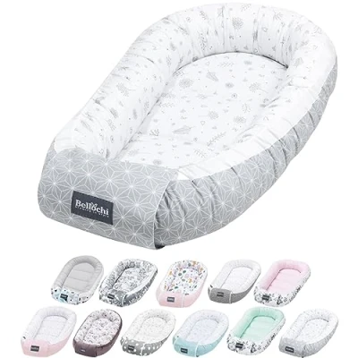 Afbeelding van Bellochi Babynestje Cocon voor Babybed Pasgeborenen OEKO TEX Gecertificeerd 100% Katoen 90x60x12cm Zacht En Veilig Babynest met Beschermende Randen Star Copse