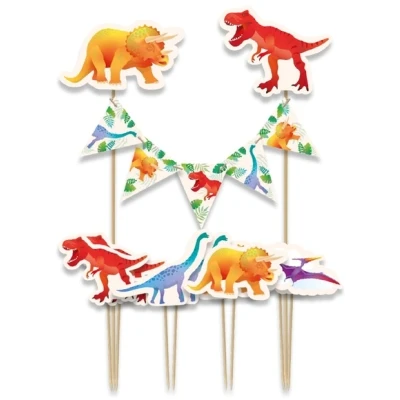 Afbeelding van Paperdreams Taartdecoratie set dino 9 stuks