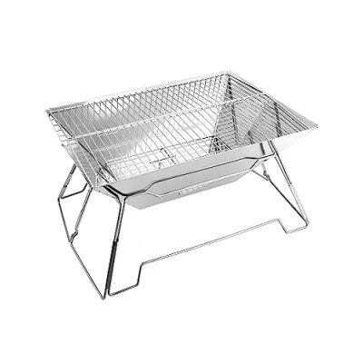 Afbeelding van QWORK® Opvouwbare Camping Vuurschaal RVS Vuurkorf voor Tuin Outdoor Activiteiten (Rechthoek)