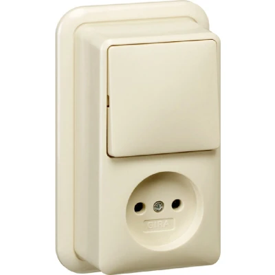 Afbeelding van Gira Opbouw wandcontactdoos 2 polig 16A 250V creme wit en