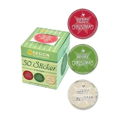 Afbeelding van AVERY Zweckform Art. 56828 stickers Kerstmis (kerststickers, papieren met zilveren reliëf 38 mm in dispenser, Merry Christmas, felicitatie, geschenk, op rol) 50 stuks