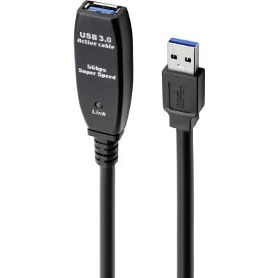 Afbeelding van Renkforce USB kabel 3.2 Gen1 (USB 3.0 / 3.1 Gen1) A stekker, bus 20.00 m Zwart Actief met signaalversterking RF 4598350