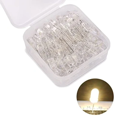 Afbeelding van 5mm led diodes, 80 stuks warmwit lichtdiode, 3V 2 Pins lichtgevende diodekit, ronde kleur lichtverstrooiing emissiedioden