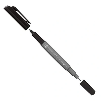 Afbeelding van Marabu 01470003073 permanente marker Graphix in zwart, met dubbele punt 1 2 mm en 0,5 mm, briljante kleuren, sneldrogende, alcoholgebaseerde inkt, geurarm waterdicht