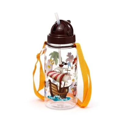 Afbeelding van Drinkfles/Waterfles Kind Jolly Rogers Piraten Flip Straw Ecozen 450ml