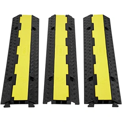 Afbeelding van VEVOR 3 Stuks Elektrische Draadafdekking Kabelbeschermer Met 2 Kanaals PVC &amp; Rubberen Beschermende Draad Koord Oprit 98x24x4,5 cm voor Netsnoeren Netwerkkabels te Beschermen in Openbare Plaatsen