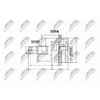 Afbeelding van Homokineet reparatie set, aandrijfas NTY NPZ CT 016