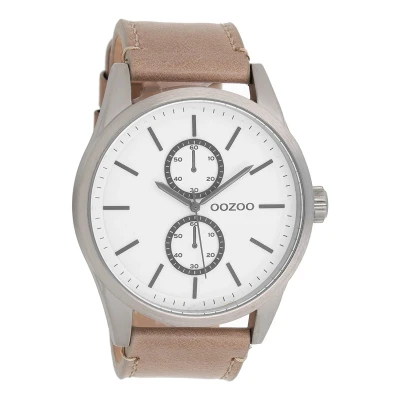 Afbeelding van OOZOO Timepieces Titanium horloge met grijze leren band C8511