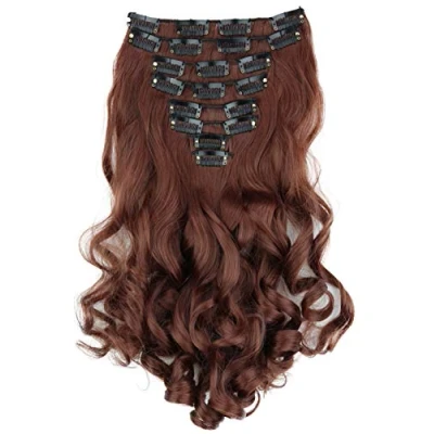 Afbeelding van CAISHA XXL 35cm 8 Delige Set CLIP IN EXTENSIONS Haarextensies Haarstukje Golvend Bruin CES113 1