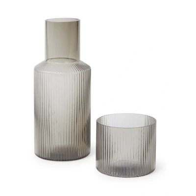 Afbeelding van Ferm LIVING Ripple karaf set van 3 Lichtbruin