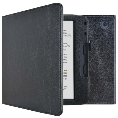 Afbeelding van Kobo Libra Colour Hoes: iMoshion Vegan Leather Bookcase Zwart Kunstleder E Reader Hoezen