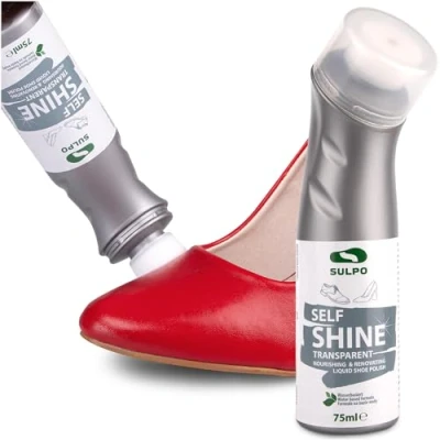 Afbeelding van SULPO Express Schoenpoets kleurloos Lederonderhoud met Sponsapplicator Zelfglanzende Vloeibare Schoencrème 75ml halfdekkend