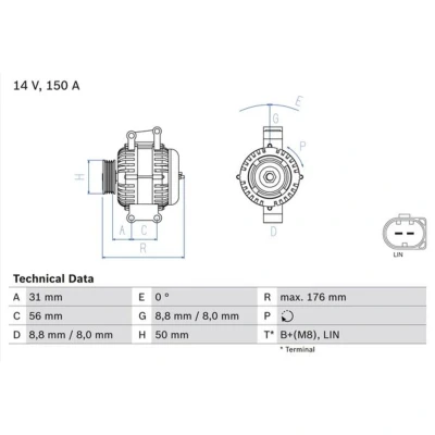 Afbeelding van Bosch Alternator/Dynamo 0 986 047 150