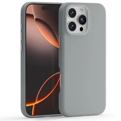 Afbeelding van MOFT Mova Hoesje voor iPhone 16 Pro Max, veganistisch leer, magnetische hoes, compatibel met MagSafe, zachte aanslag, kleurbehoud, vlekbestendig, gemakkelijk te reinigen, cement