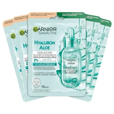 Afbeelding van Garnier Doekmasker, gezichtsmasker voor alle huidtypes, verfrissend en hydraterend, met hyaluronzuur aloë vera, Hydra Bomb, 5 x 28 g