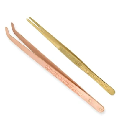 Afbeelding van Messing en koper beitsen pincet gebogen recht lang niet magnetisch voor oplossing sieraden maken knutselgereedschap cadeau ideeën PTL®