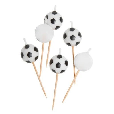 Afbeelding van Als voetbal gevormde kaarsen, 6 stuks