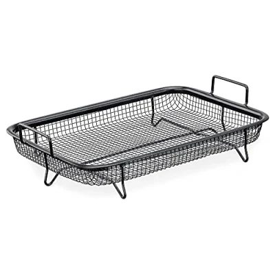 Afbeelding van Navaris anti aanbak grillmand voor oven Non stick grillrek olievrij frituren, nuggets, vlees, vis of groentes roosteren Frituurmand