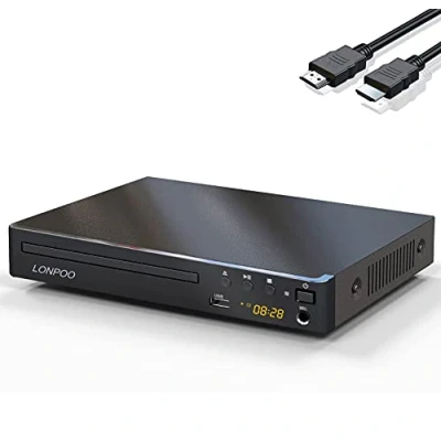 Afbeelding van Compacte dvd speler voor tv kleine cd/dvd codefree, met HDMI (1080p HD upscaling) / AV/coaxiale uitgang, USB ingang &amp; MIC (met kabel 1,5 m)