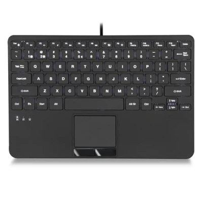 Afbeelding van Perixx PERIBOARD 425 Amerikaans mini USB toetsenbord met touchpad, schaartoetsen type X, achtergrondverlichting, 2 hubs, compact, 29 x 18 2,8 cm, Engels