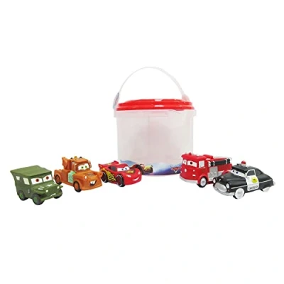 Afbeelding van Disney Store Badspeelgoed, officiële set, Pixar Cars, 5 delig, met Lightning McQueen, Hook, Red, Sheriff en Sarge, geschikt vanaf 6 maanden