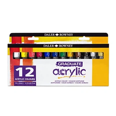Afbeelding van Daler Rowney Graduate Acrylic, acrylverf in studentenkwaliteit, set van 12 x 22 ml, multi