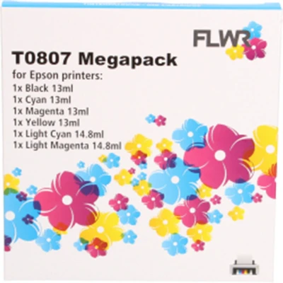 Afbeelding van FLWR Inktcartridge / T0807 Multipack Zwart en Kleur Geschikt voor Epson