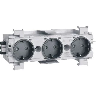 Afbeelding van Hager ecoline 3 voudige wandcontactdoos randaarde schuko wandgoot snap on tekstvenster ip20 zwart ral9011 gs30019011