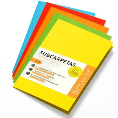 Afbeelding van Ondermap A4, papiermap van papier, 180 g, map voor documenten, verpakking met 15 gekleurde ondermappen archiveren en sorteren, gastronomie (intensief assortiment)