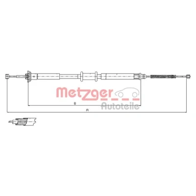 Afbeelding van METZGER 12.0715 Handremkabel Links achter, Rechts 1467/1230mm Trommelrem COFLE