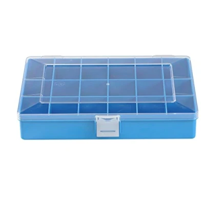 Afbeelding van hünersdorff Assortimentbox: stabiele sorteerdoos (PS Compact) met vaste vakverdeling (18 vakken), afmetingen sorteerdoos: T170 x B250 H46 mm, Made in Germany, blauw