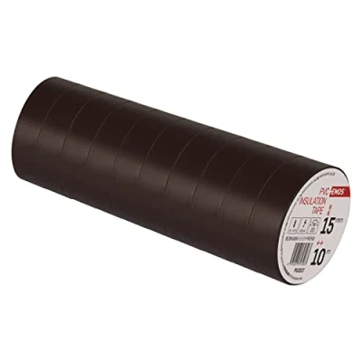 Afbeelding van EMOS PVC isolatietape Braun 10 pack, 15 mm x m, 0,13 banddikte, zelfklevend, hoge spanningssterkte en gebruikstemperatuurbereik, UV bestendig, waterdichte verbinding, zonder textielweefsel