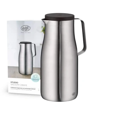 Afbeelding van alfi Studio TT Thermoskan van dubbelwandig gematteerd roestvrij staal, houdt 12 uur warm, 24 koud, draaisluiting, grote opening, thermoskan, vaatwasmachinebestendig, BPA vrij