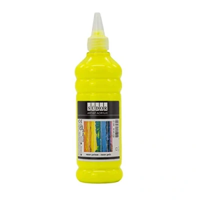Afbeelding van SÜDOR acrylverf, 500 ml, voordelige hoogwaardige schilderverf, knutselen (neon geel)