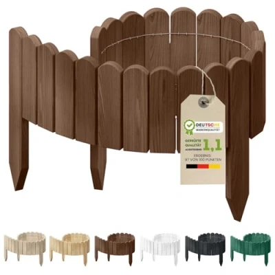 Afbeelding van Floranica Rollborder Tuinafscheiding 103 x 10cm Bruin Gazonrand bomen paden bloemperken Grensrol Decoratie Natuurlijk Tuin grenenhout