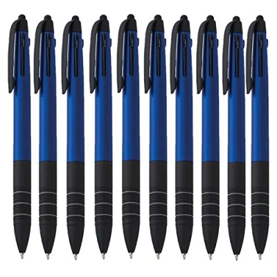 Afbeelding van notrash2003®, set van 10 drievoudige balpen, drie kleuren, blauw, rood en zwart, met touchpen, 4 in 1 schrijfgerei (blauw)