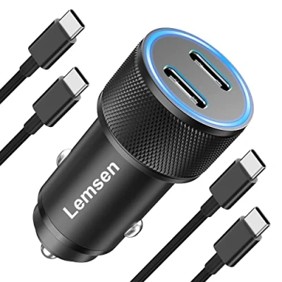 Afbeelding van sigarettenaansteker, USB C autolader, 60 W, dual PD adapter met 2 x oplaadkabel voor Samsung Galaxy S23/S22/S21, iPhone 15 Pro Max