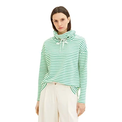 Afbeelding van TOM Tailor Structure Sweater, Dames, Maat: XL, Off white green stripe
