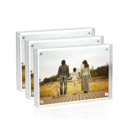 Afbeelding van Sezanrpt Acryl fotolijst, 6 x 9 cm, verpakking van 3 stuks, helder dubbelzijdig magnetisch fotoblokframe, desktop frameloze beeldweergave, portemonnee, kleine 2 5 7,5 4 cm