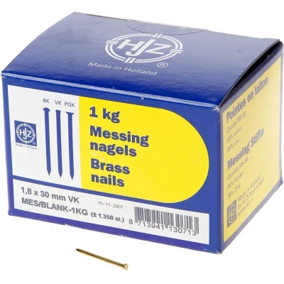 Afbeelding van Hjz Messing nagels verloren kop 1.8 x 30mm 1kg
