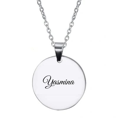 Afbeelding van Ketting RVS Met Naam Gravering Yasmina Zilver Rond
