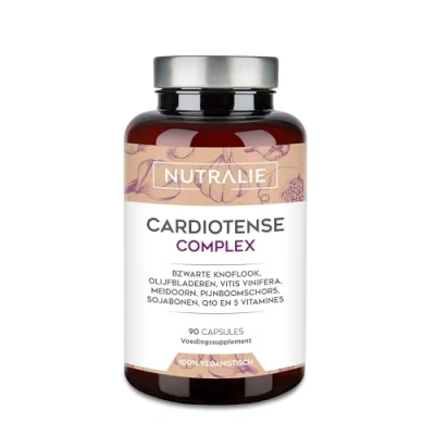Afbeelding van Zwarte Knoflook Complex 11250mg Meidoorn, Olijfblad Supplement voor Bloeddruk Extract 15:1 S Allylcysteïne Q10 en Vitaminen B Cardiotense 90 Capsules Nutralie