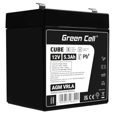 Afbeelding van Onderhoudsvrije AGM VRLA 12V 5,3Ah accu voor alarmsystemen en speelgoed.