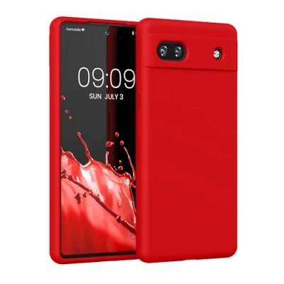 Afbeelding van kwmobile telefoonhoesje geschikt voor Google Pixel 6a Hoesje met siliconen coating Smartphone case in rood