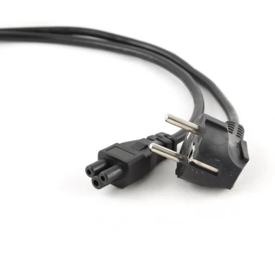 Afbeelding van C5 (recht) CEE 7/7 (haaks) stroomkabel 3x 0,75mm / zwart 1 meter